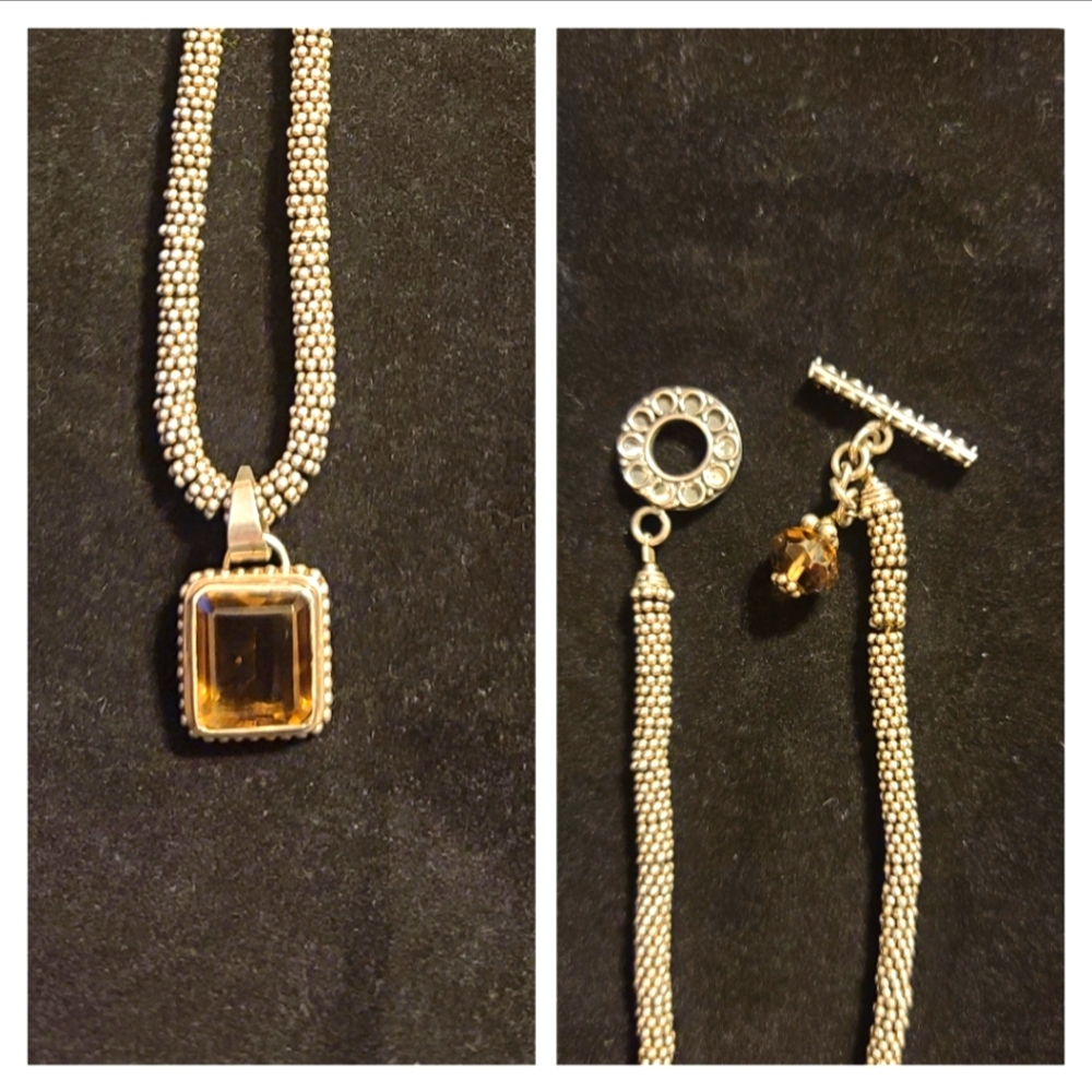 Sterling Silver Smokey Topaz Toggle Necklace